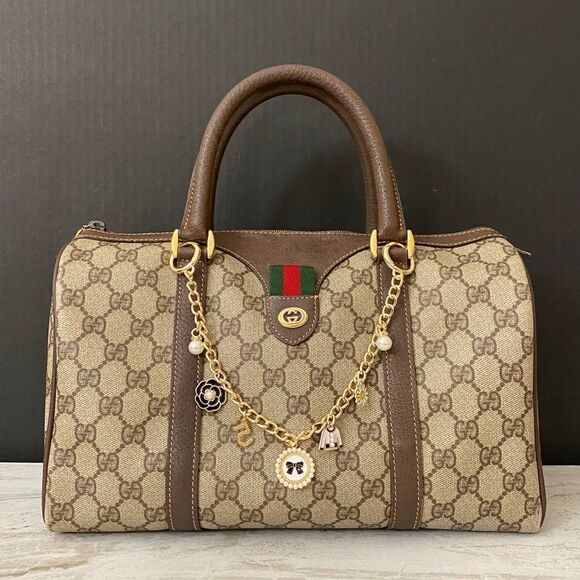Gucci Handbags - GUCCI Sherry Line Pvc Leather Boston Handbag 👜